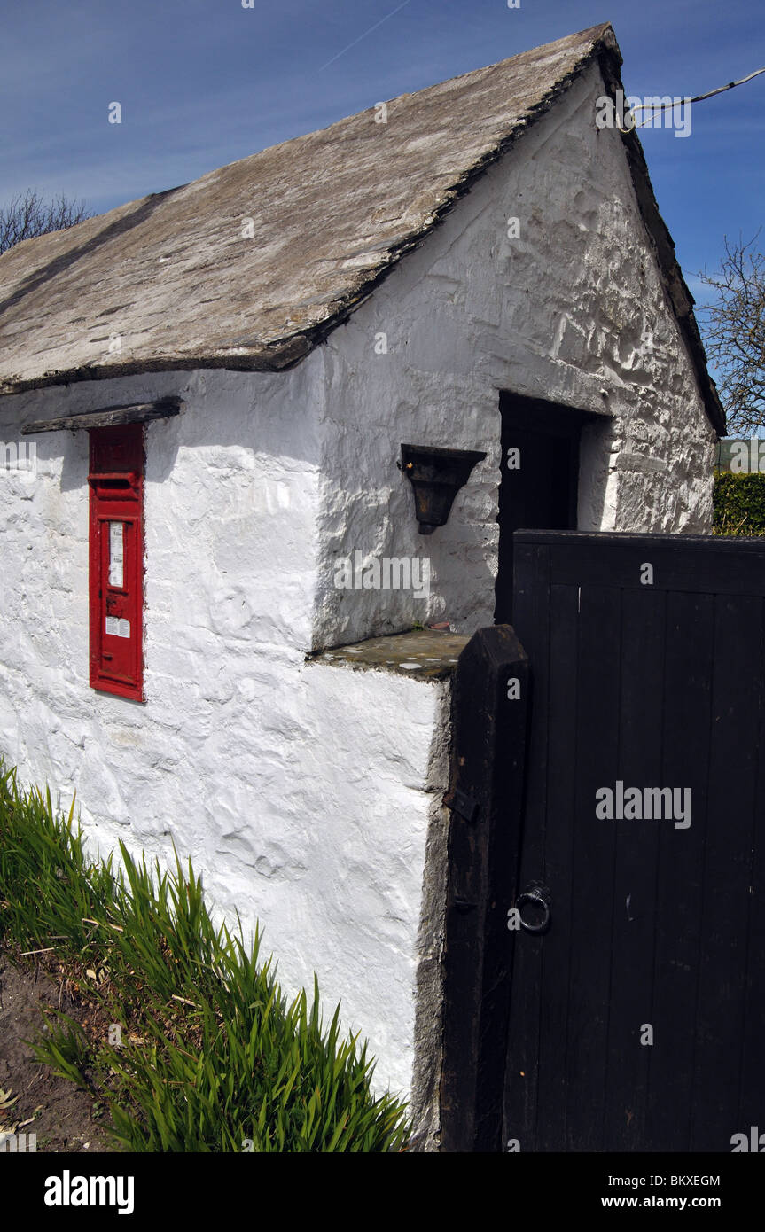 Red Post Box In Side Of Stone Outbuilding Parrog Newport