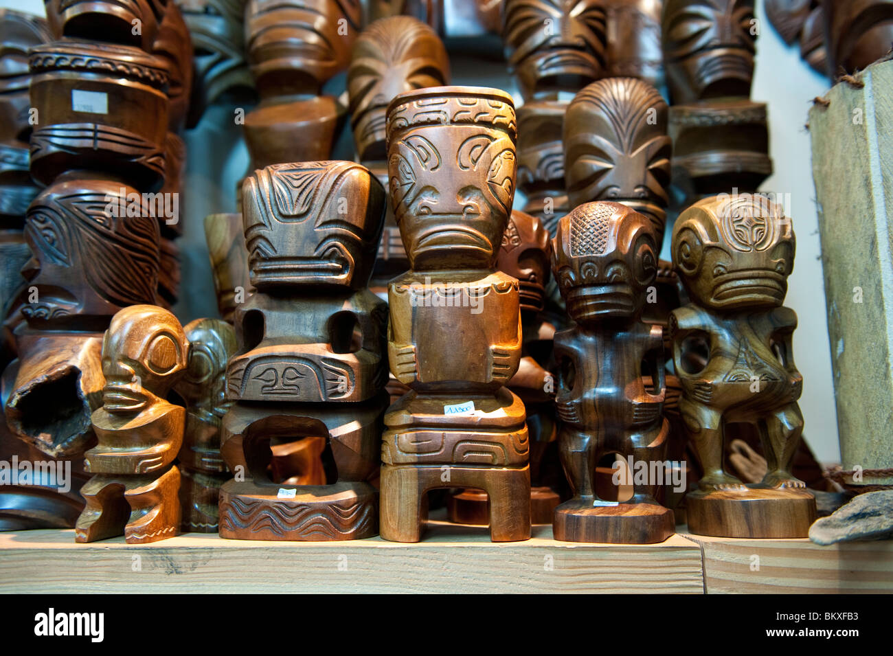 Tahitian Tiki for Sale in The Municipal Market in Papeete, Tahiti Stock