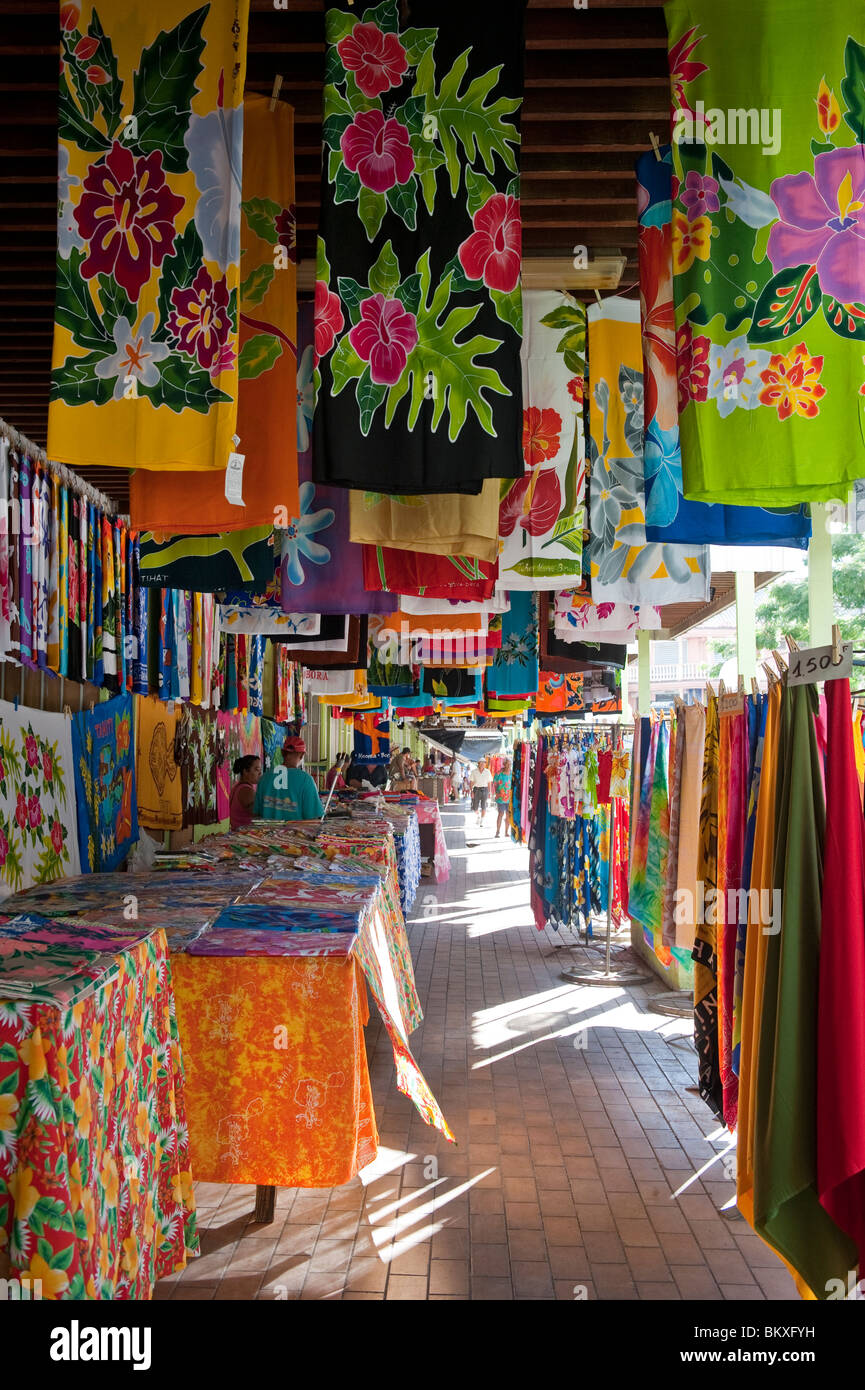 Tahitian Pareo or Sarong for Sale in The Municipal Market in Papeete