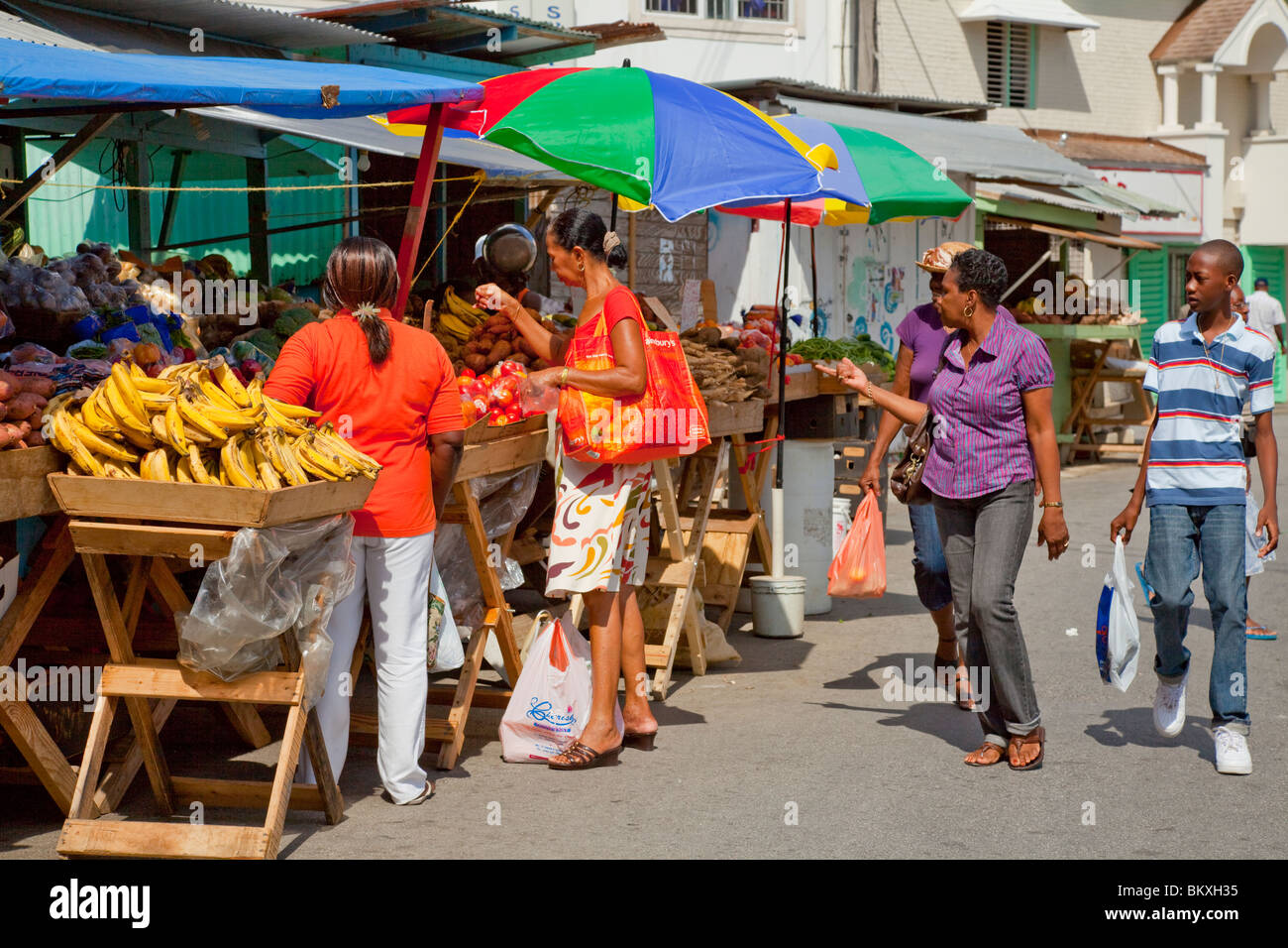 Outdoor street market in Bridgetown, Barbados, West Indies Stock Photo