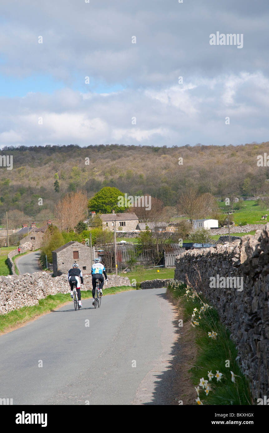 The village of Grassington in the Yorkshire Dales and Linton Falls Stock Photo