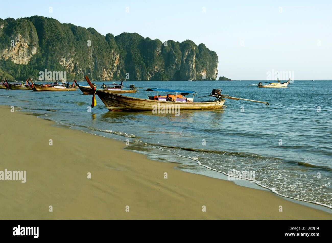 Boat on Krabi beach at Thailand ; South East Asia Stock Photo
