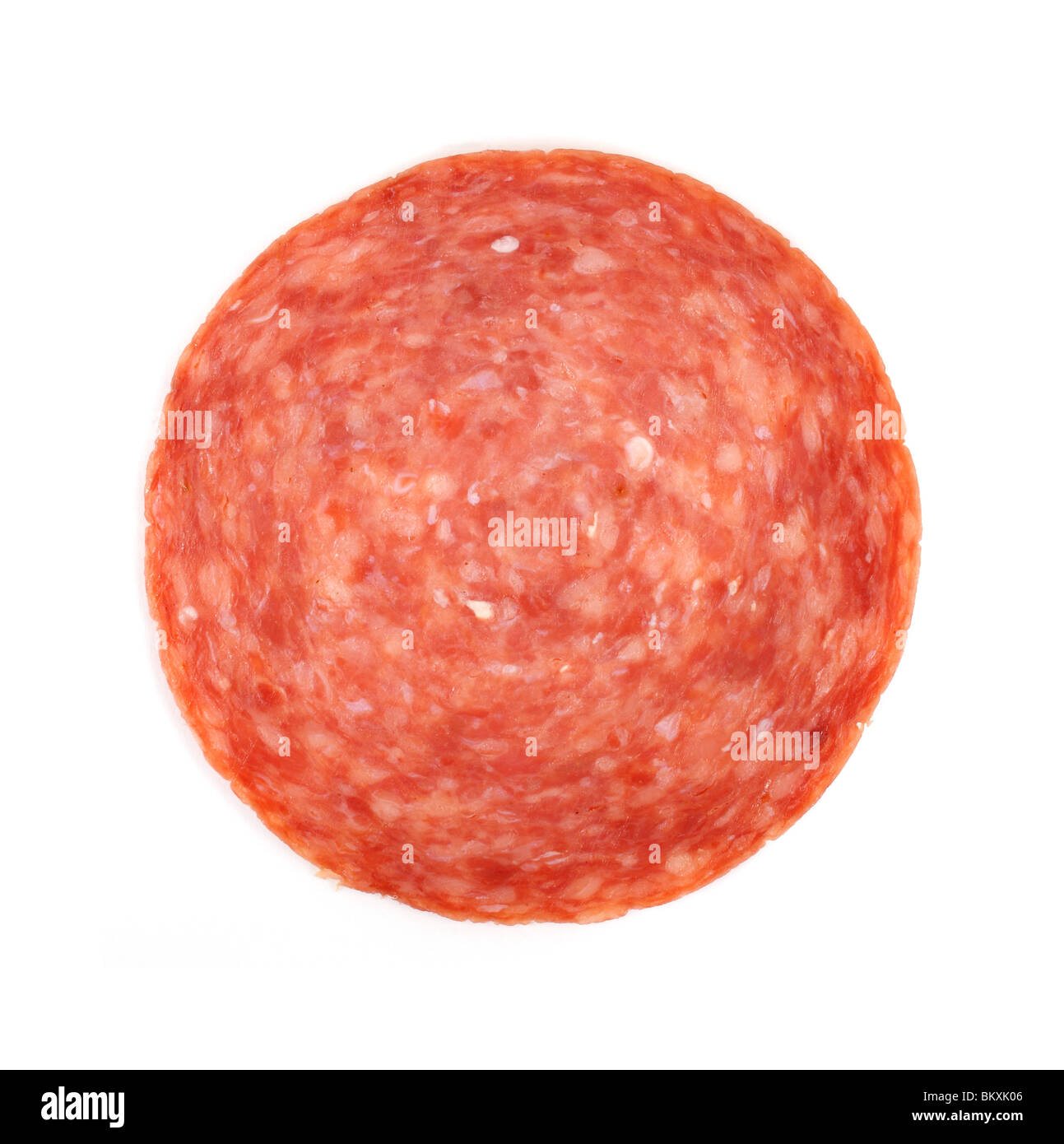 Single slice of hard salami Stock Photo Alamy