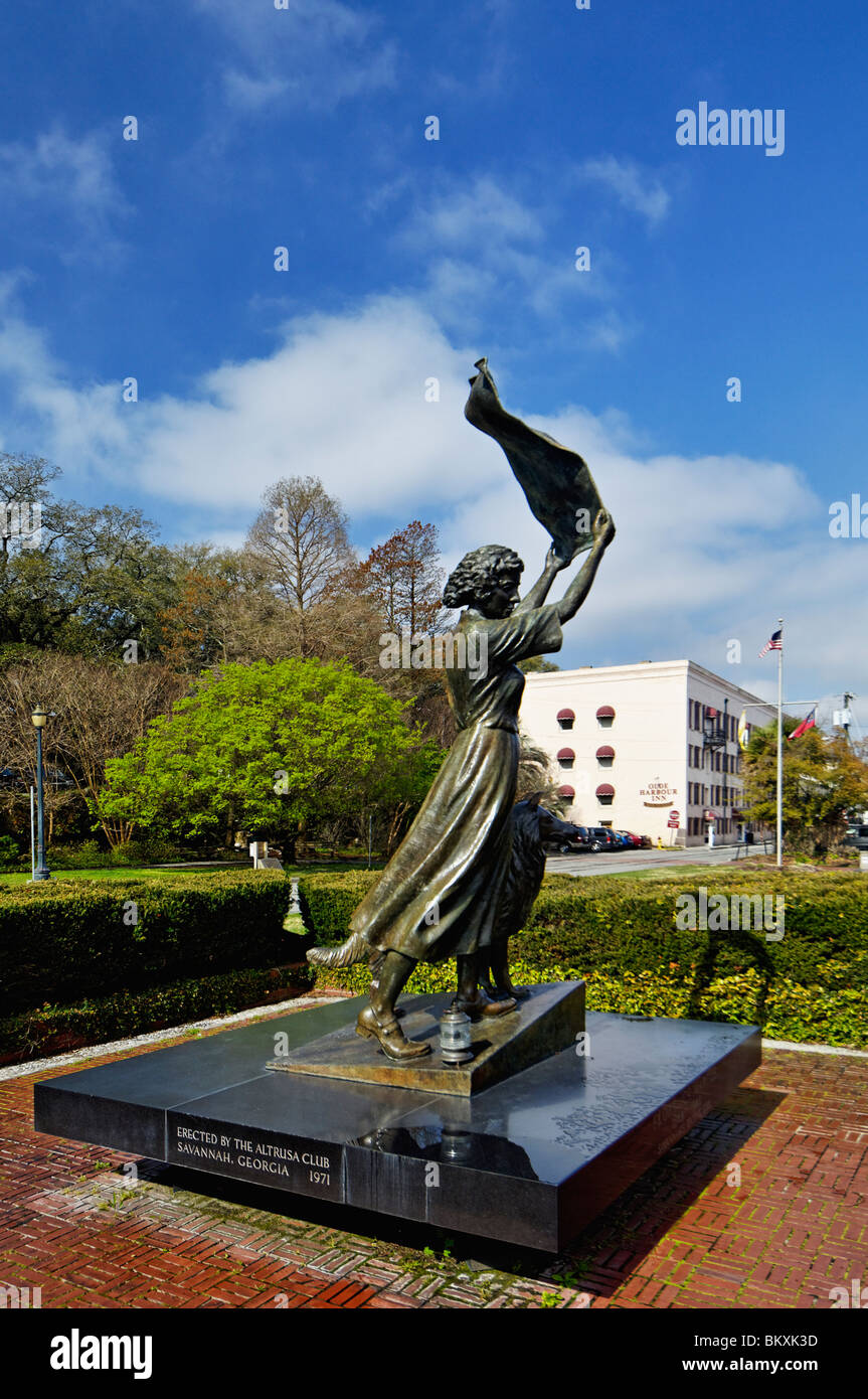 The Waving Girl Statue on River Street in Savannah, Stock Photo