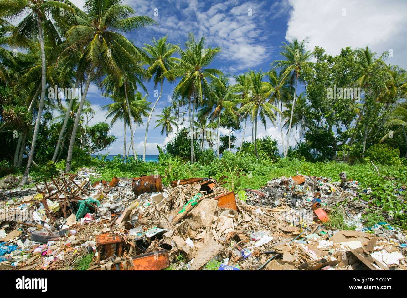 Rubbish on Funafuti atol Tuvalu Stock Photo