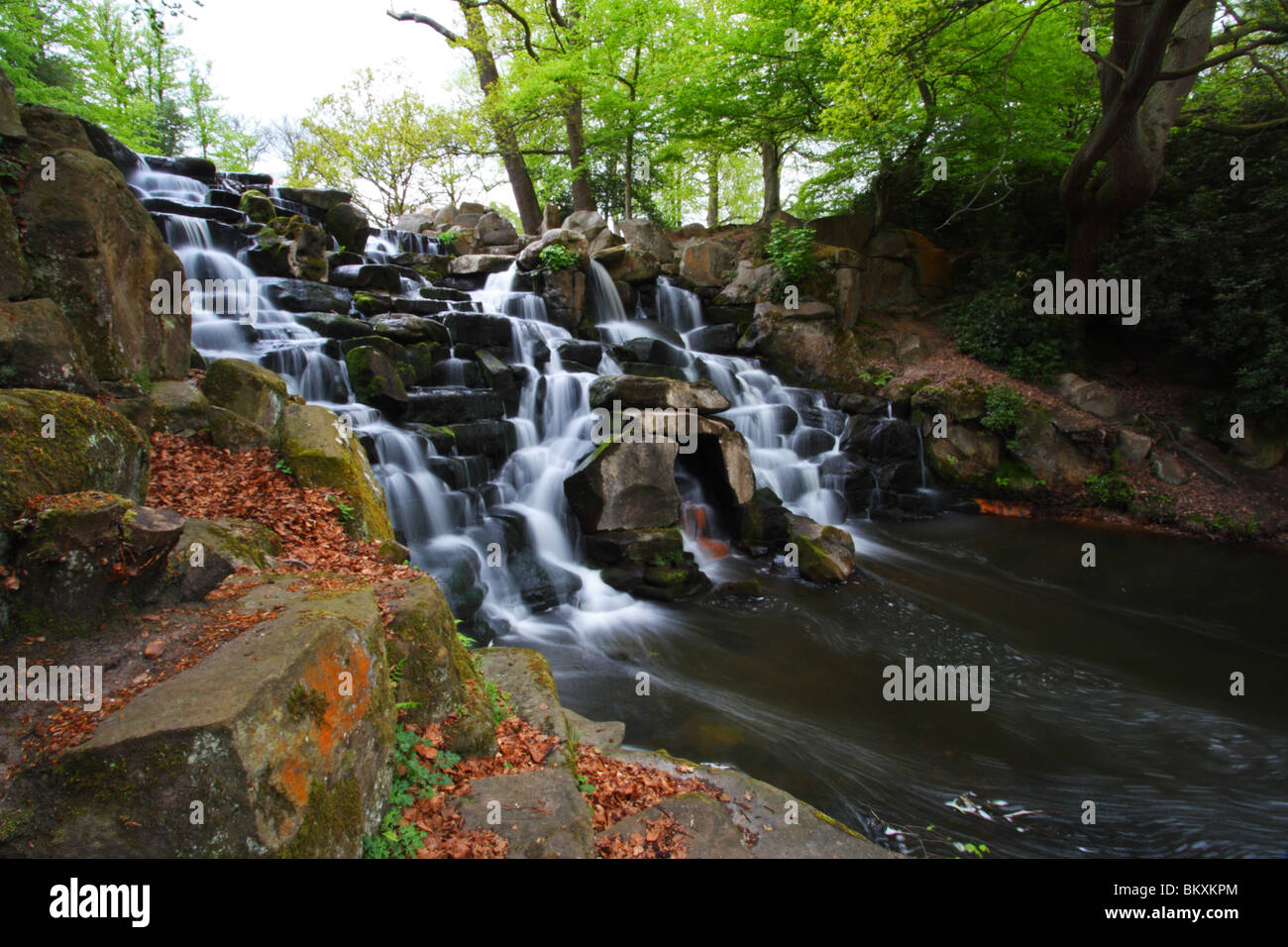 The Cascades at Virginia Water, part of the Royal Landscape, Windsor Great Park, Surrey, United Kingdom Stock Photo