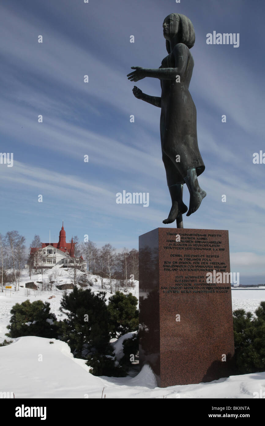 Helsinki main south harbour Olympia Terminal Statue of Peace Winter