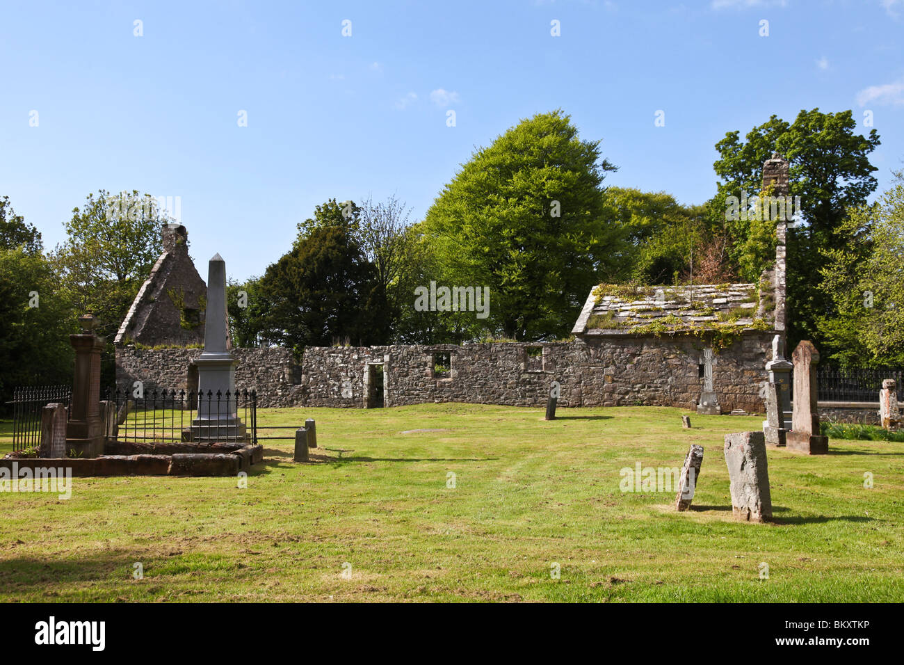 The ruined 13th century church and historic graveyard at Old Dailly, South Ayrshire, Scotland