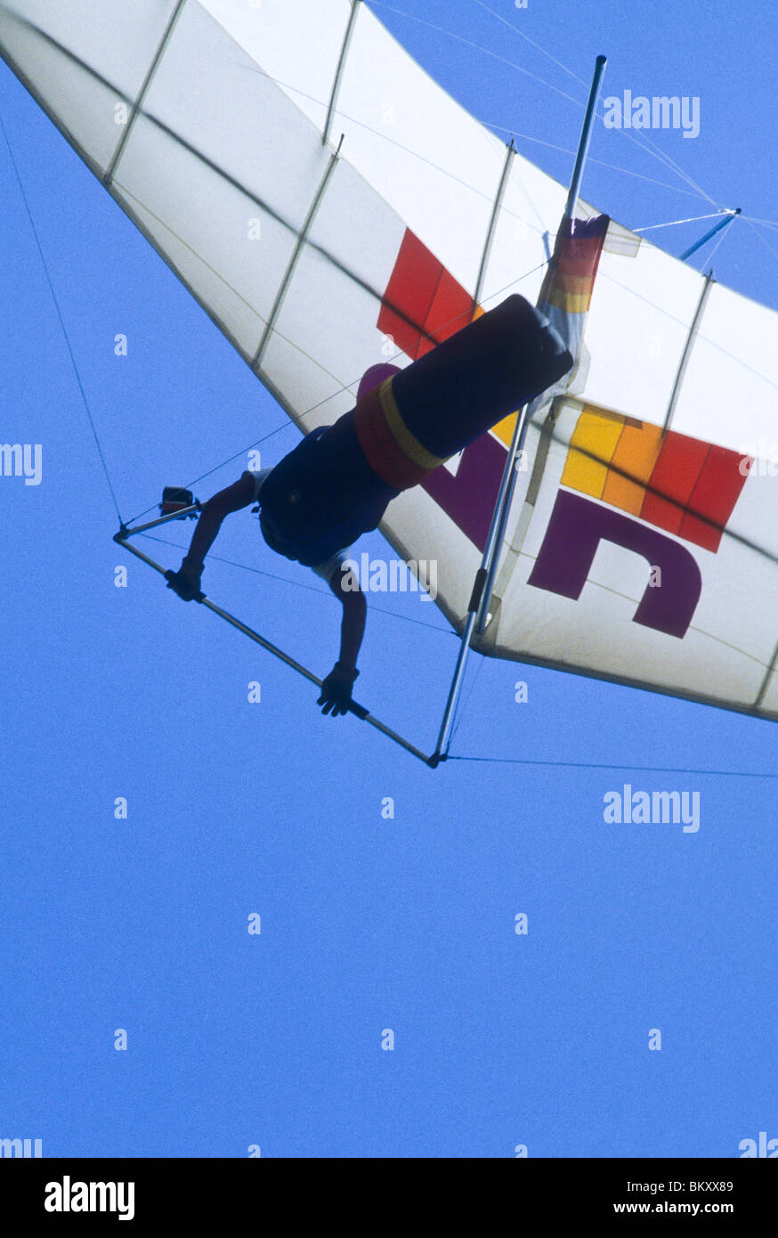 Hangglider hanggliding fly kite fabric sport excite danger risk skill thrill fun recreation