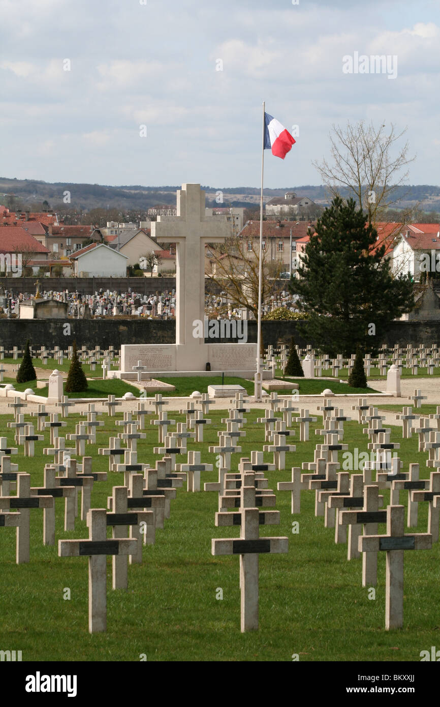 Graves at Faubourg Pavée French Cemetery, Verdun Stock Photo