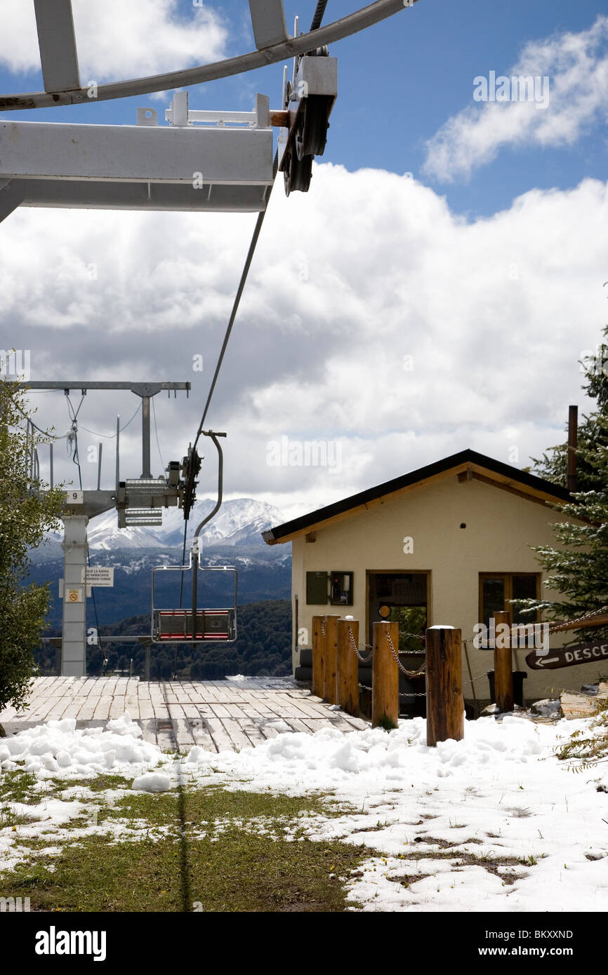 Mountain hut and chair lift in Bariloche, Argentina Stock Photo