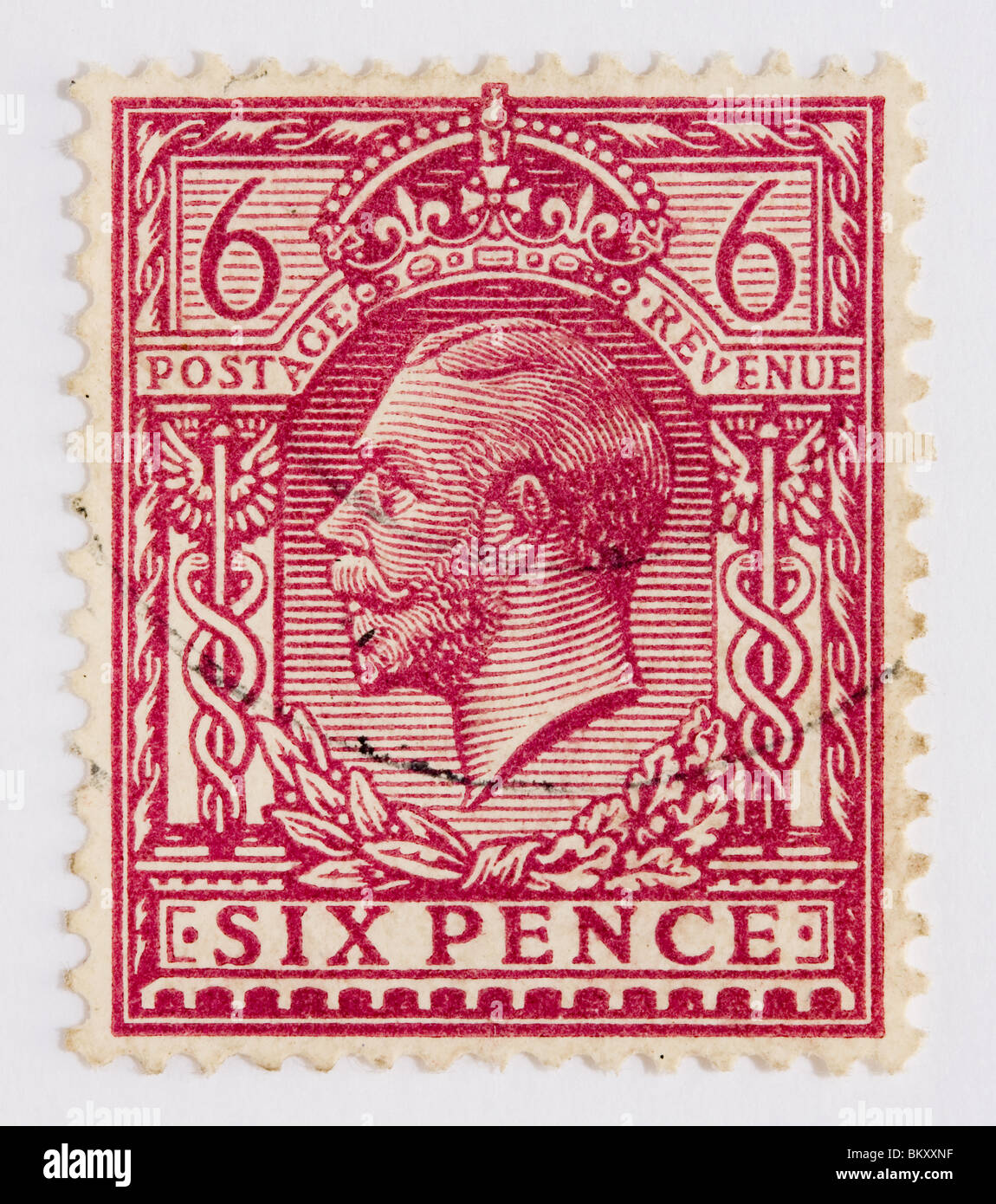 Six Pence Stamp From 1912 Depicting King George V Stock Photo Alamy