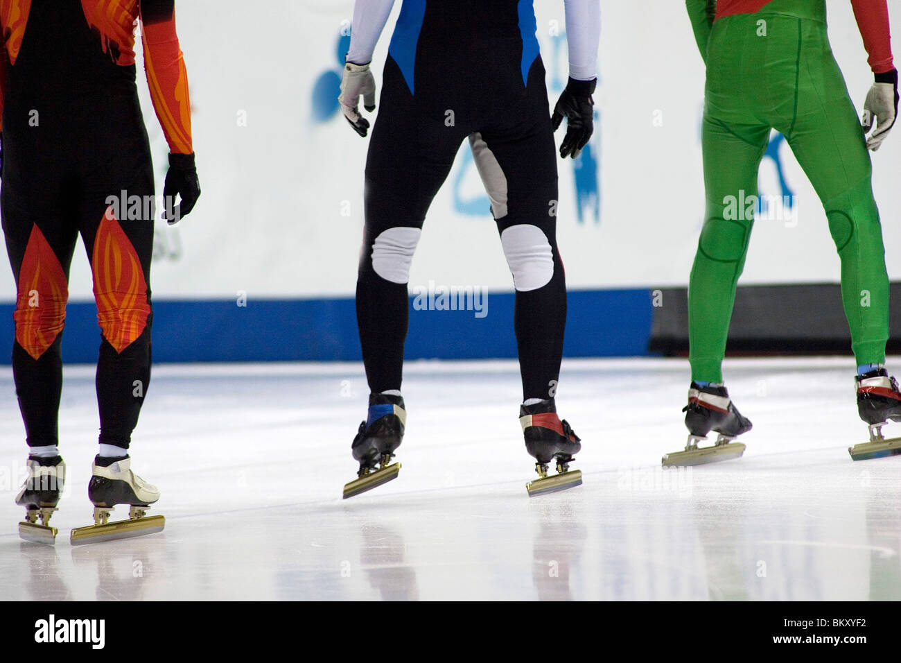 Speed skaters on the ice Stock Photo Alamy