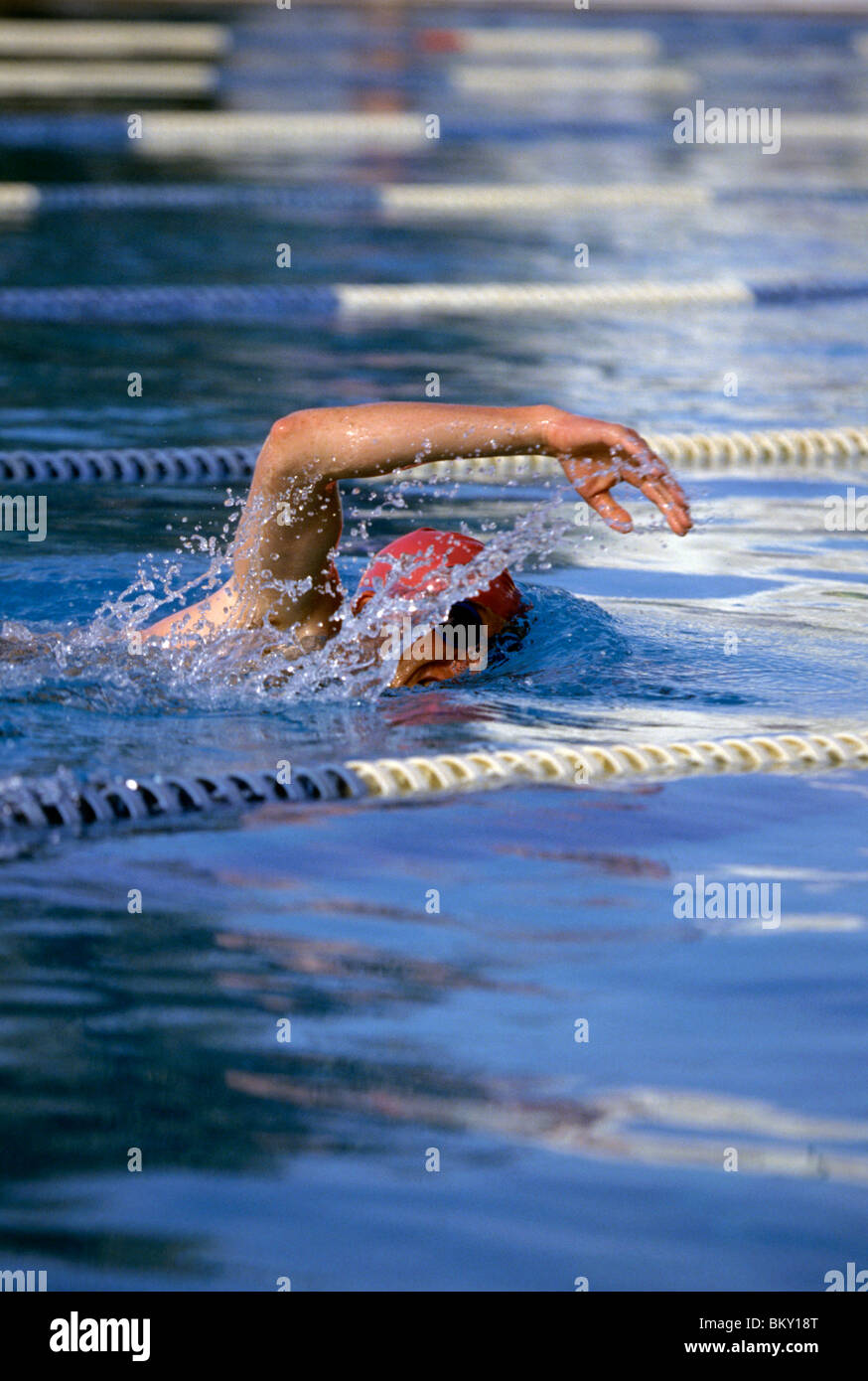 Man swimming front crawl in pool Stock Photo - Alamy