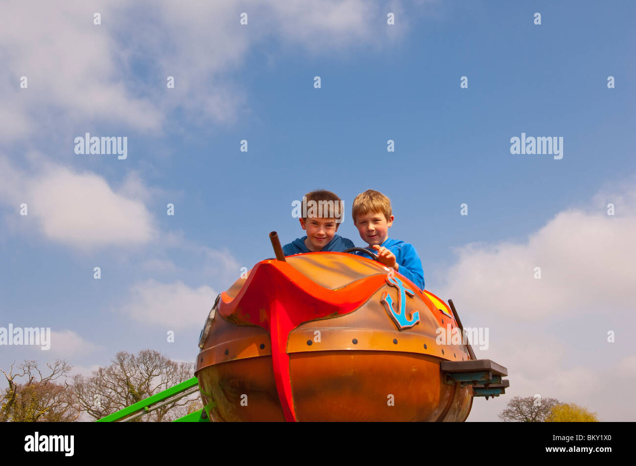 A MODEL RELEASED picture of Children at the Funfair at Wroxham Barns centre in Wroxham , Norfolk , England , Great Britain , Uk Stock Photo