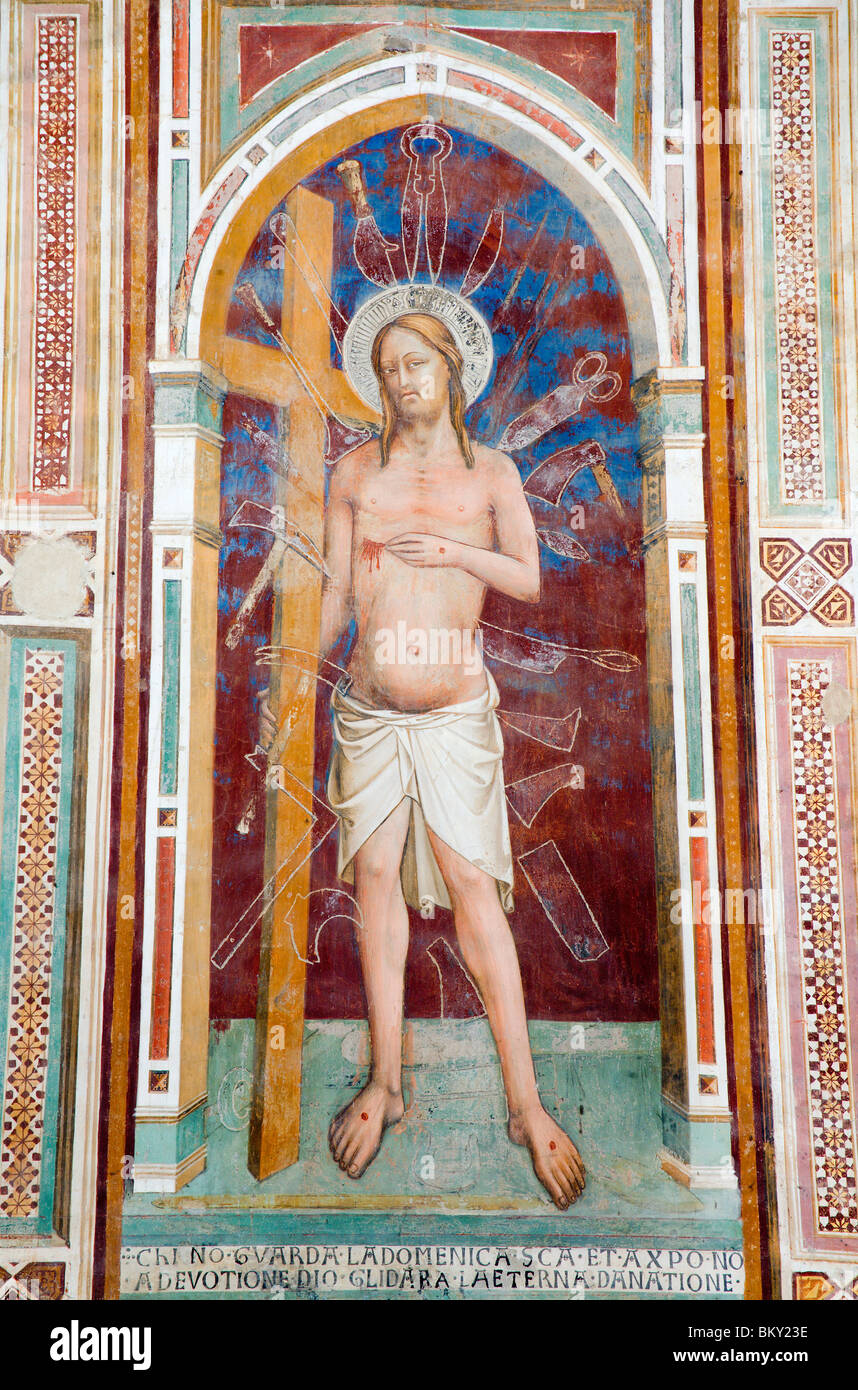 Jesus Christ with the cross from Florence church - San Miniato al Monte Stock Photo