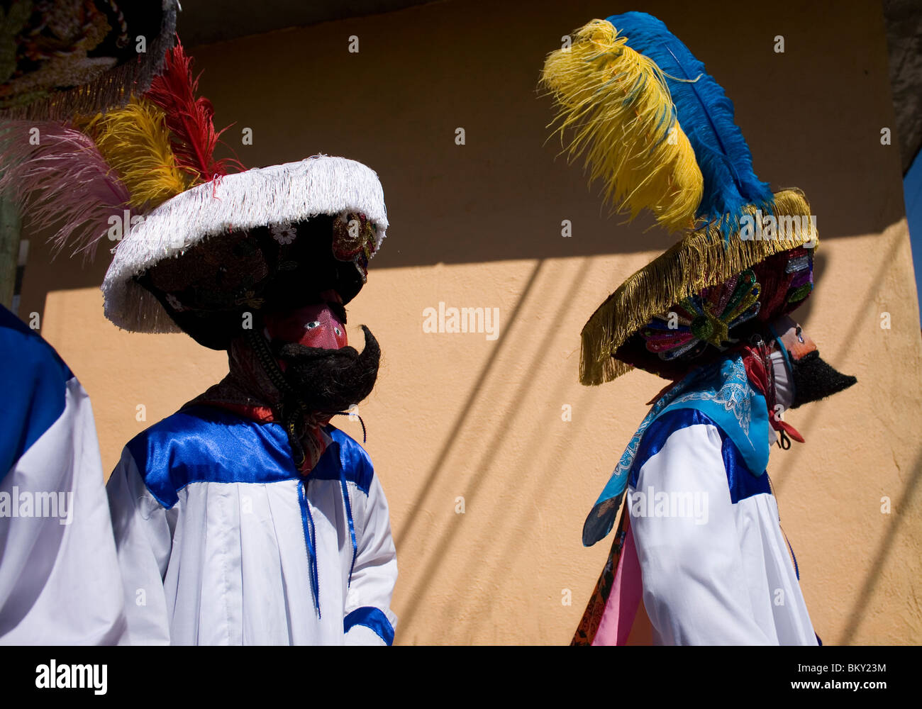 Chinelo dancers perform during carnival celebrations in Tlayacapan, Mexico, February 5, 2008 Stock Photo