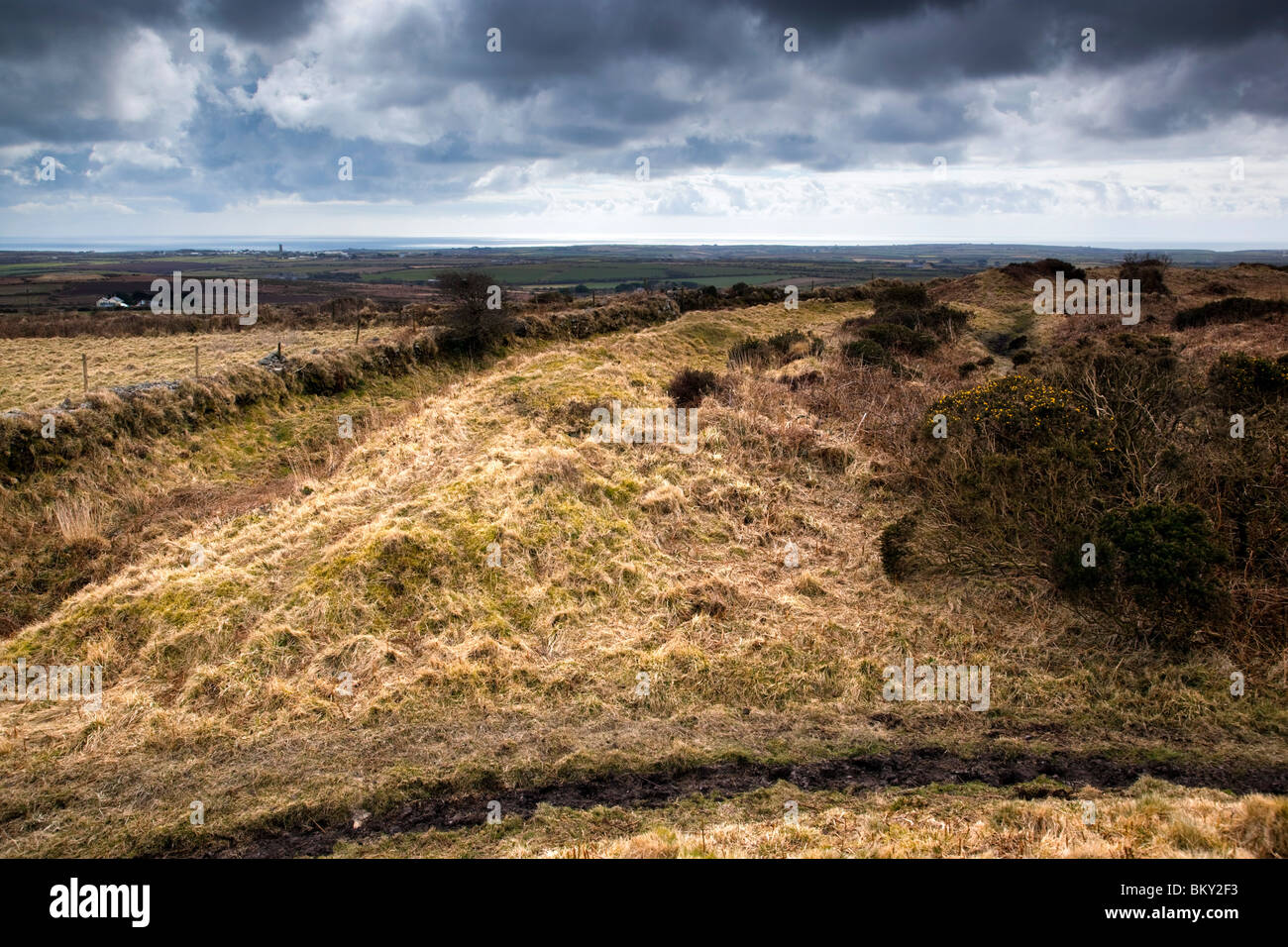 Caer Bran; hill fort; Iron Age; near Sancreed; Cornwall Stock Photo