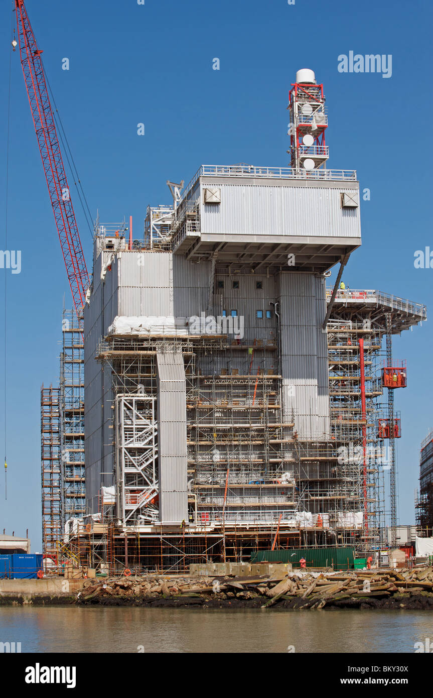 North Sea offshore platform under construction Stock Photo