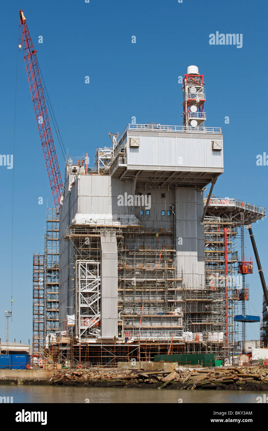 North Sea offshore platform under construction Stock Photo