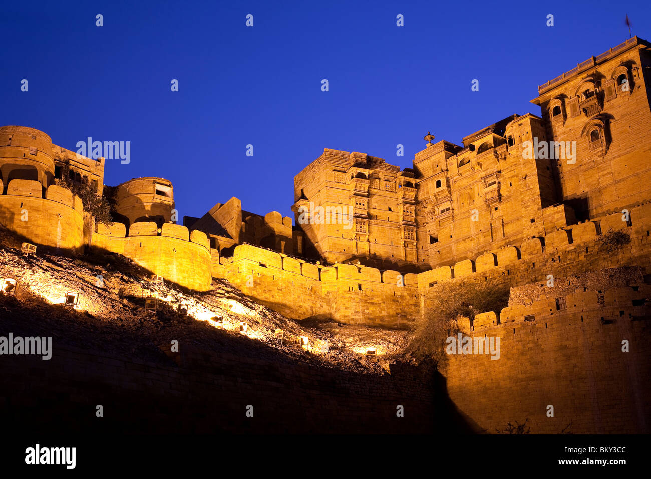 Jaisalmer Fort At Night Rajasthan India Stock Photo Alamy