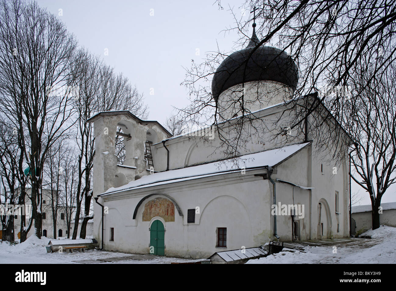 Russia,Pskov,Mirozhsky Monastery,12-18 th century,Transfiguration Cathedral,1156,The oldest building in Pskov Stock Photo