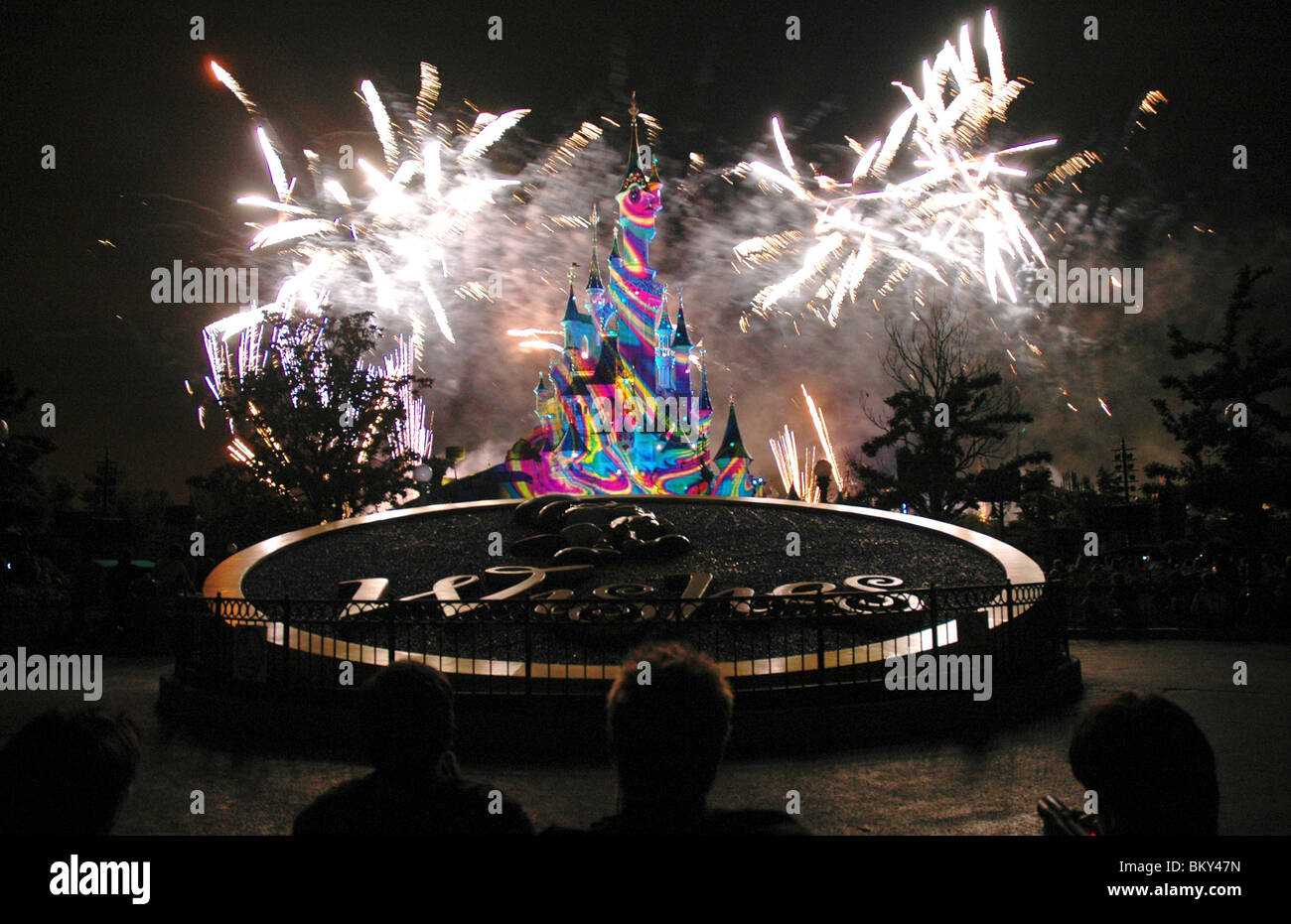 Spectacular fireworks display above the Castle in Disneyland, Paris, France Stock Photo - Alamy