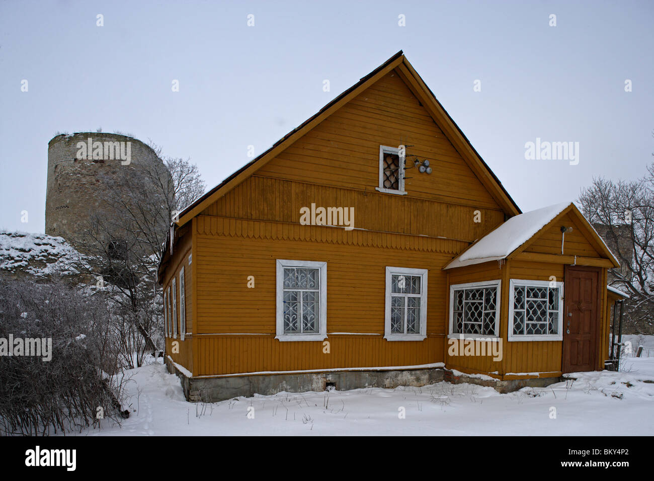 Russia,Pskov Region,Izborsk,Fortress,typical houses Stock Photo Alamy