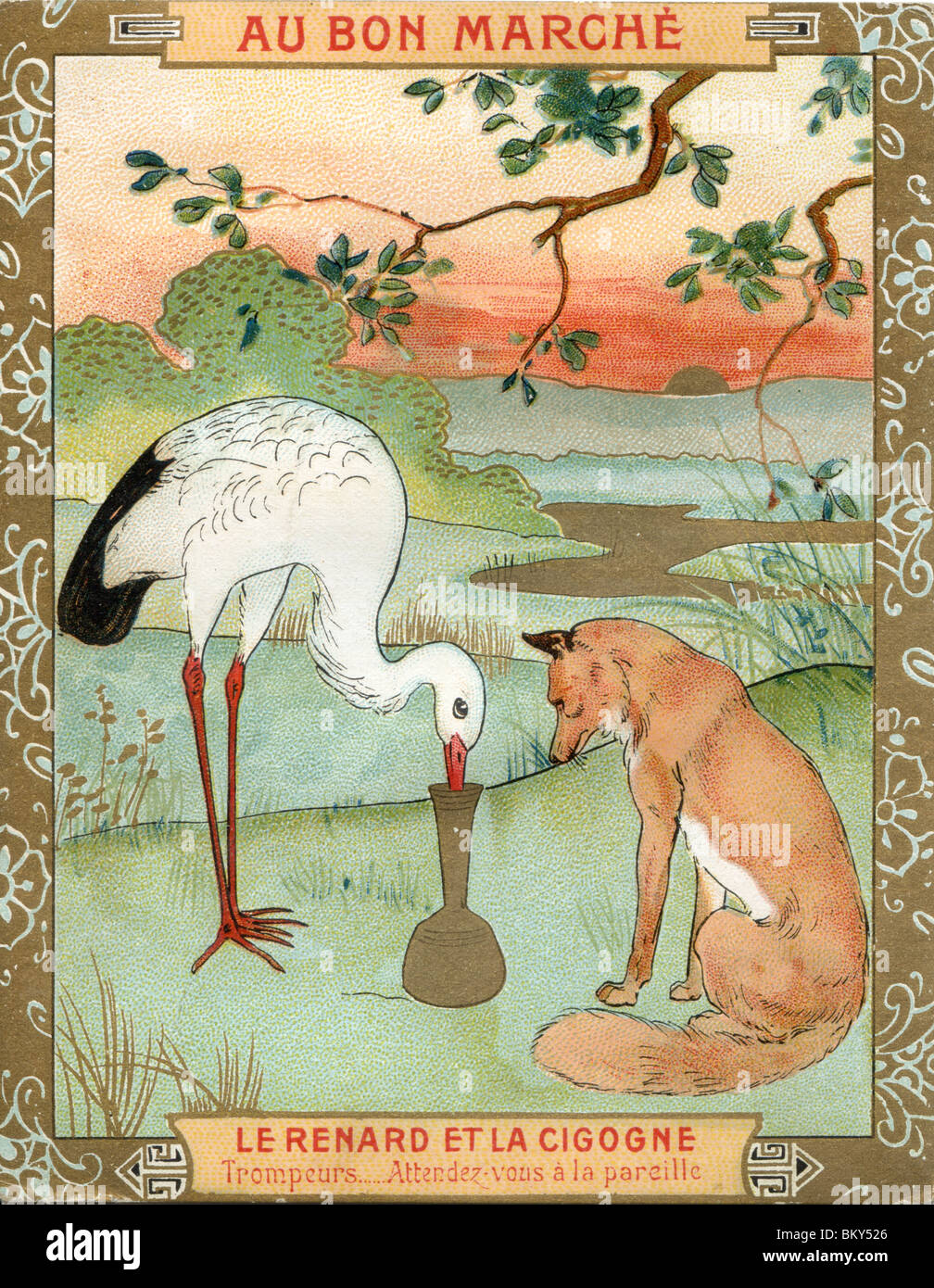 The Fox and The Stork Stock Photo