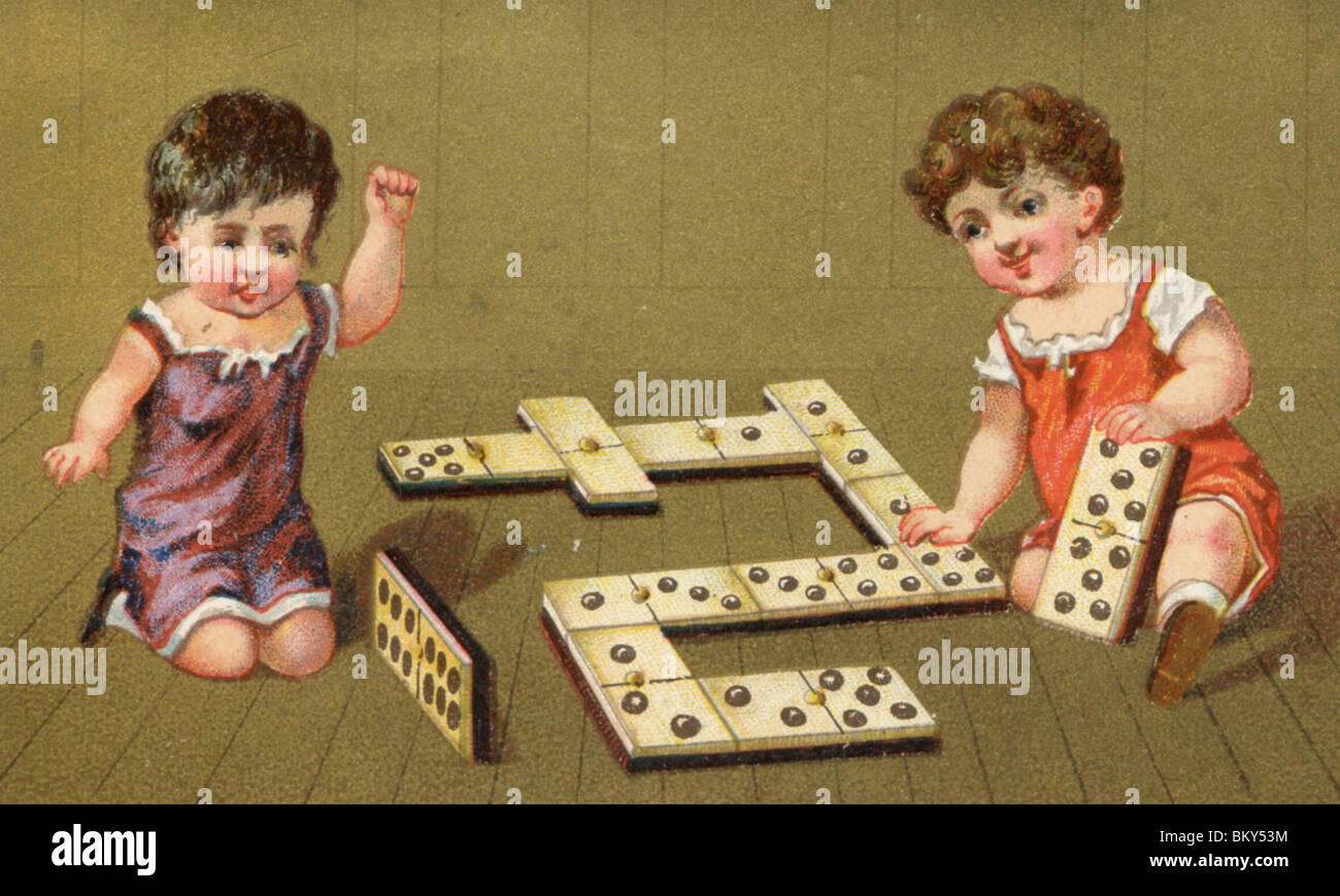 Children Playing Dominoes Stock Photo