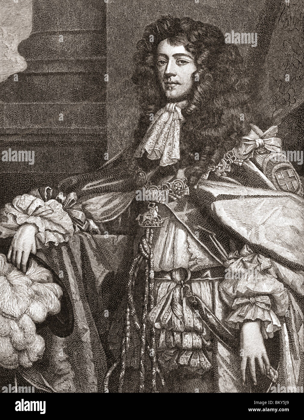 James Crofts or James Fitzroy, later Sir James Scott, 1st Duke of Monmouth, 1st Duke of Buccleuch, 1649 to 1685. Dutch-born English nobleman and military officer. Stock Photo