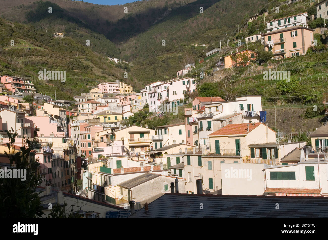 riomaggiore Cinque Terre The Province of La Spezia italy italian rivera med Mediterranean sea Stock Photo