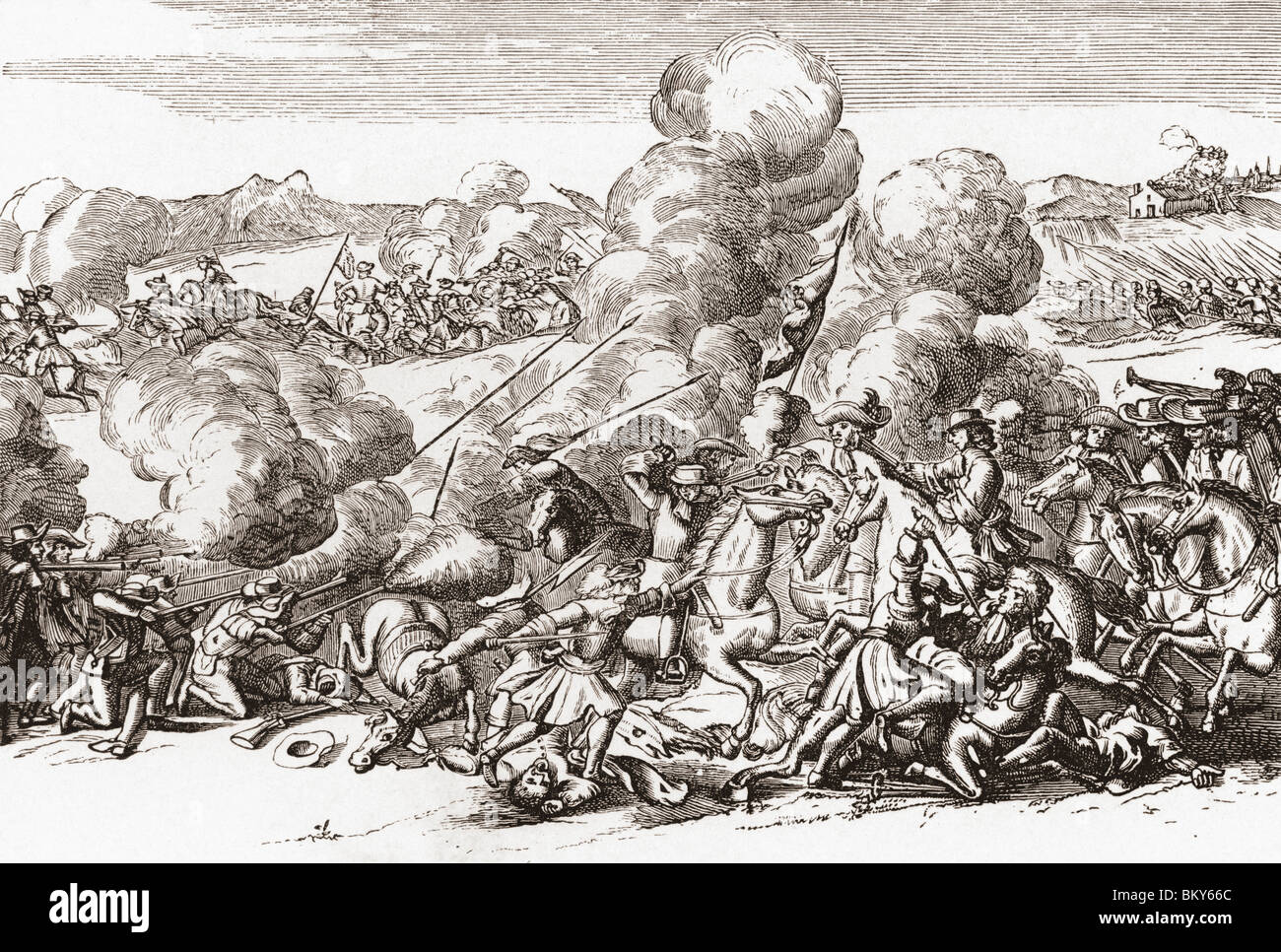 The Battle of Sedgemoor, Westonzoyland, near Bridgwater, Somerset, England,1685. Stock Photo