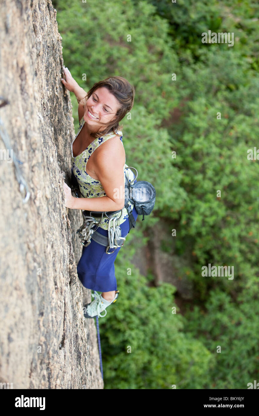 A woman climbing in Brazil. Stock Photo