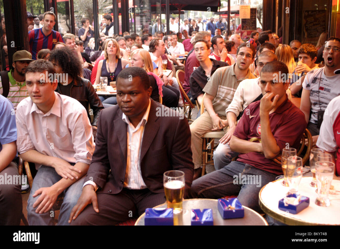 Paris, France, Young Adults Watching Sports Soccer Football Match on
