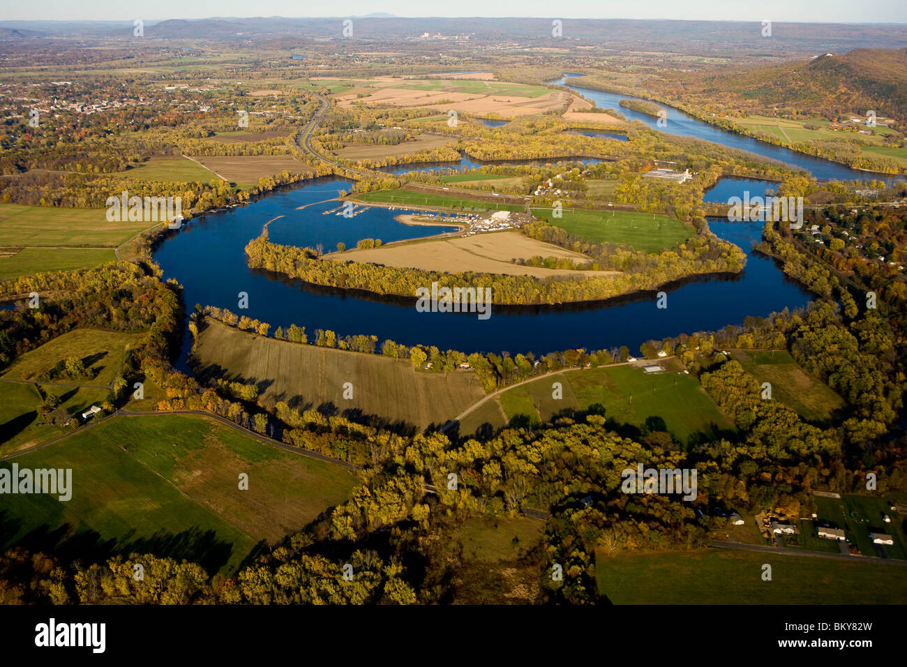 The Oxbow on the Connecticut River in Easthampton, Massachusetts Stock