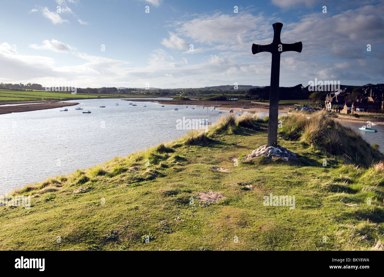 View of Alnmouth from Church Hill Northumberland Stock Photo