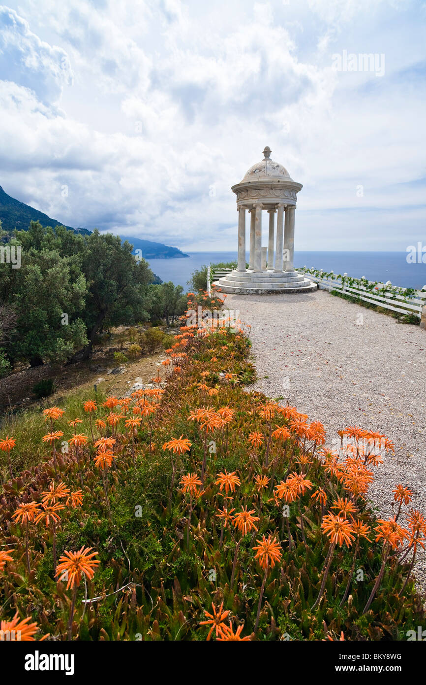 Ionic temple at the garden of the manor Son Marroig, Mediterranean Sea, Mallorca, Balearic Islands, Spain, Europe Stock Photo