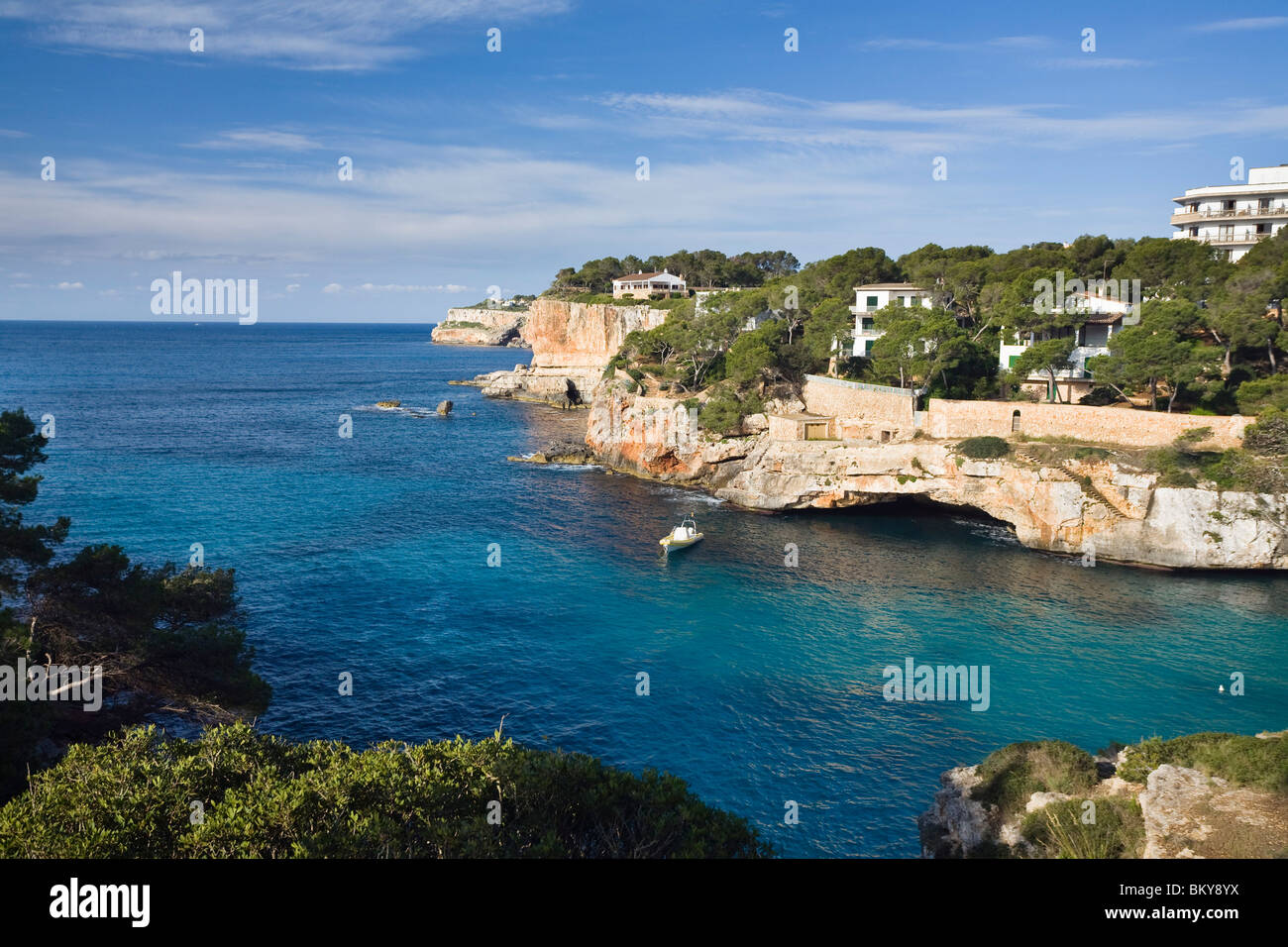 Bay of Cala Santanyi in the sunlight, Mallorca, Balearic Islands, Spain, Europe Stock Photo