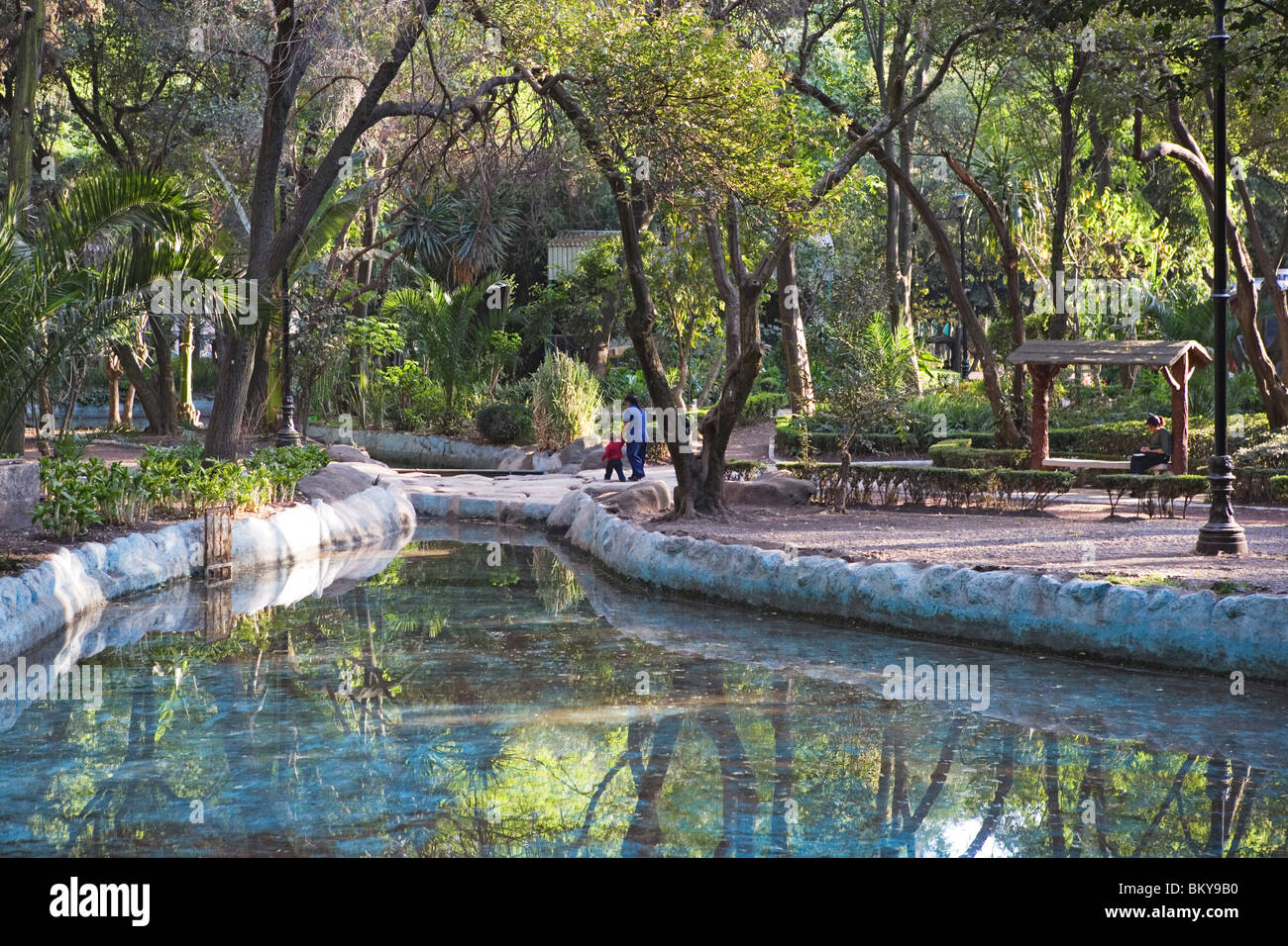 Canal in Parque Mexico, Mexico City, Mexico D.F., Mexico Stock Photo