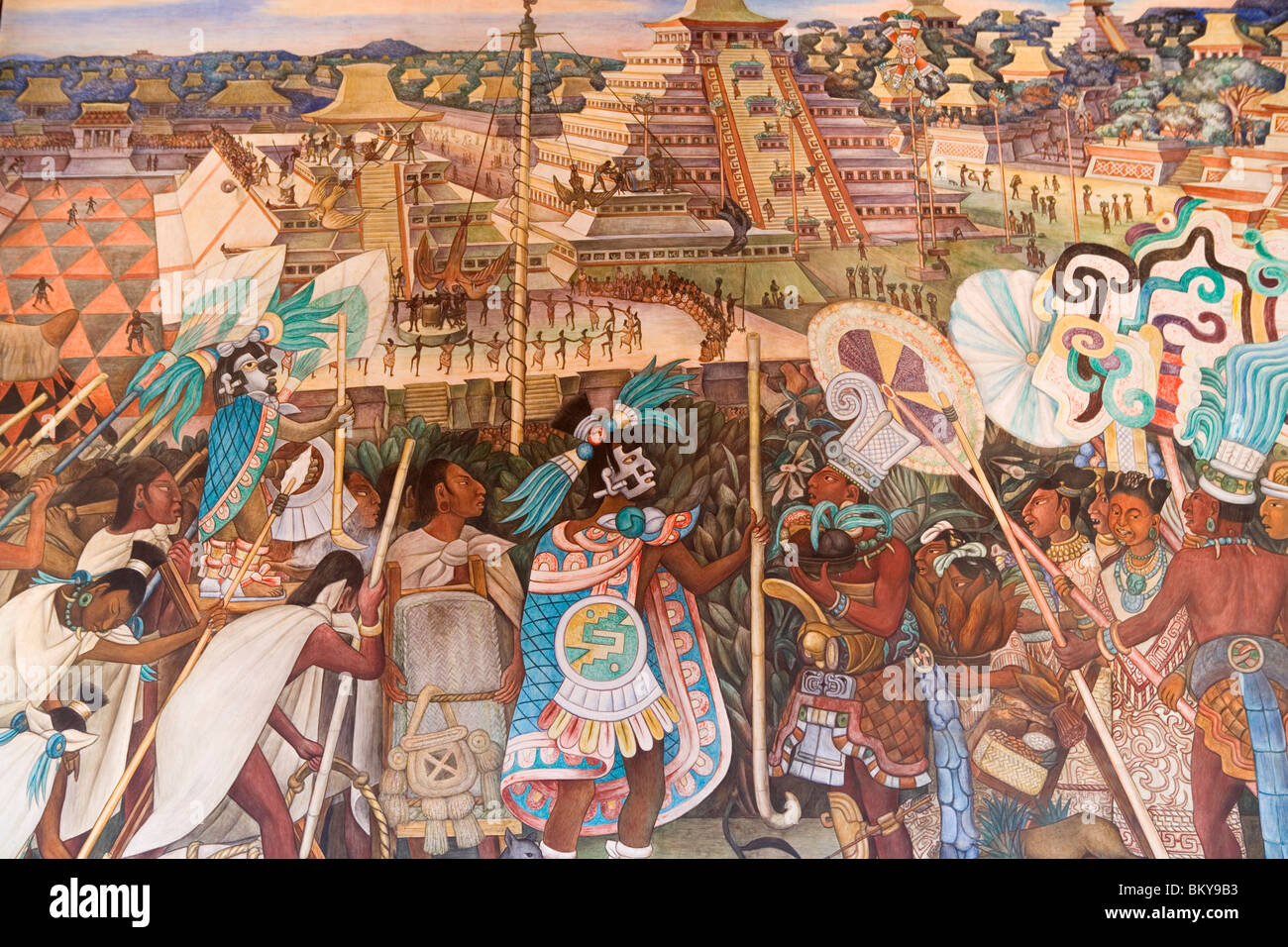 Diego Rivera's mural Totonac Civilization, El Tajin (1950) in the national palace of Mexico City, Mexico D.F., Mexico Stock Photo