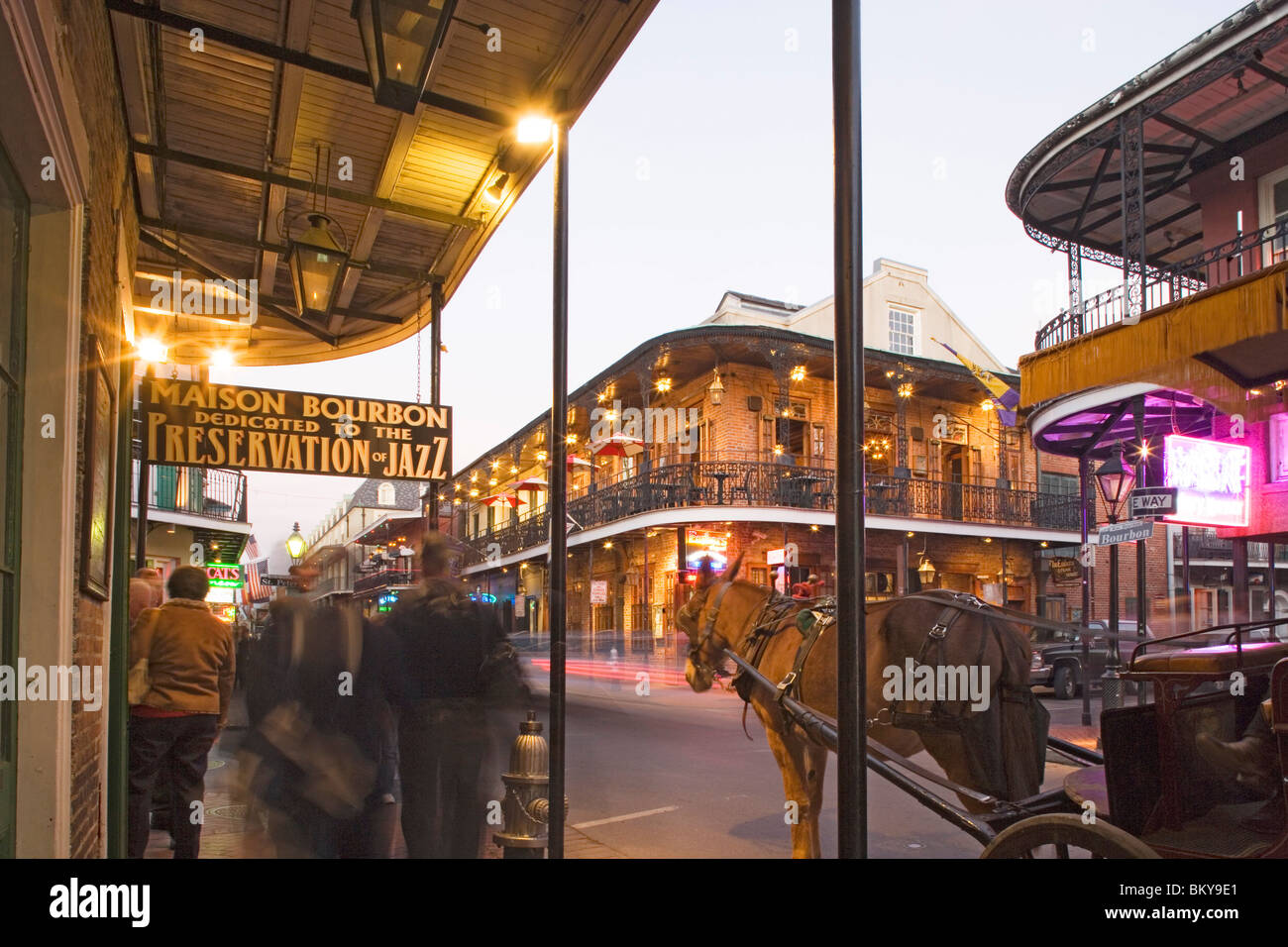 An evening on Bourbon street, French Quarter, New Orleans, Louisiana