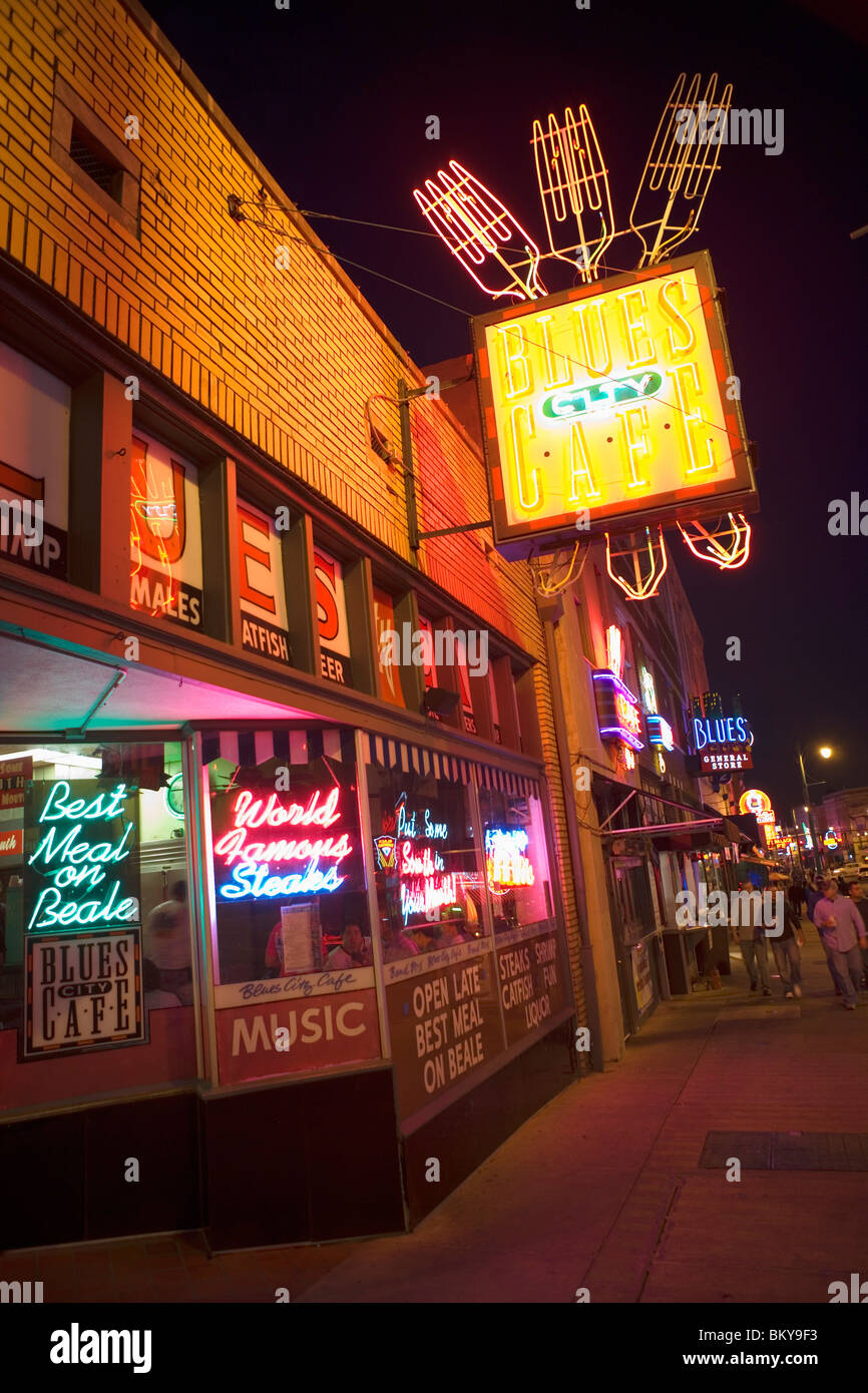 Blues clubs on Beale Street, Memphis, Tennessee, USA Stock Photo