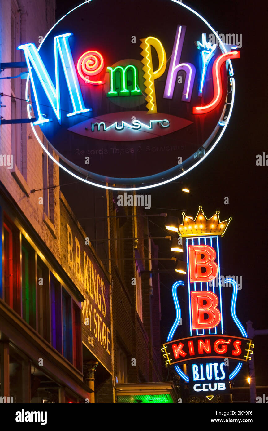 Blues clubs on Beale Street, Memphis, Tennessee, USA Stock Photo