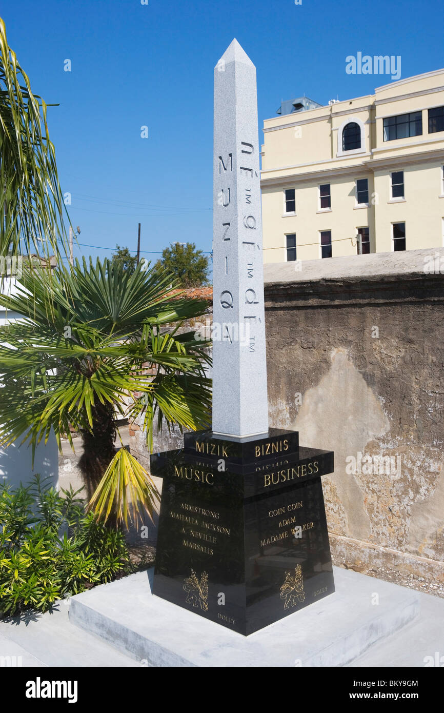 A musician's grave  in New Orleans' famous cemetary number one, Iberville, French Quarter, New Orleans, Louisiana, USA Stock Photo