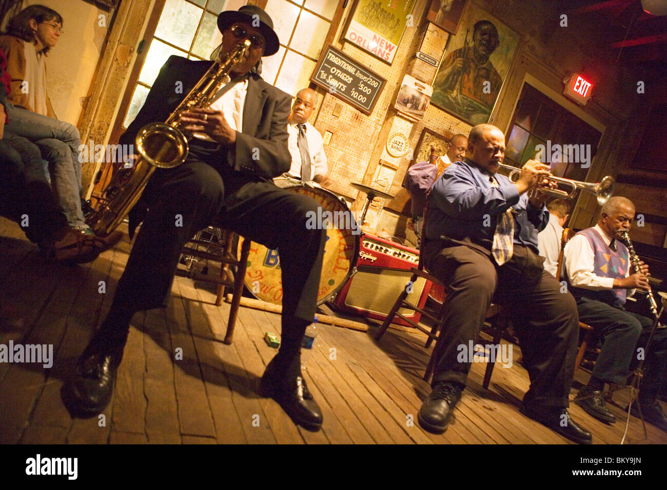 Musicians playing in Preservation Hall Jazz Club, French Quarter, New Orleans, Louisiana, USA Stock Photo