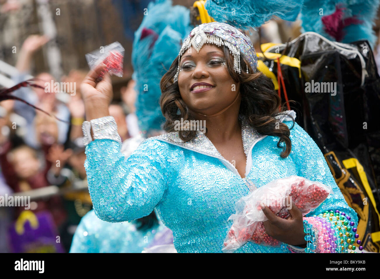 Carnival Parade on Mardi Gras, French Quarter, New Orleans, Louisiana, USA Stock Photo