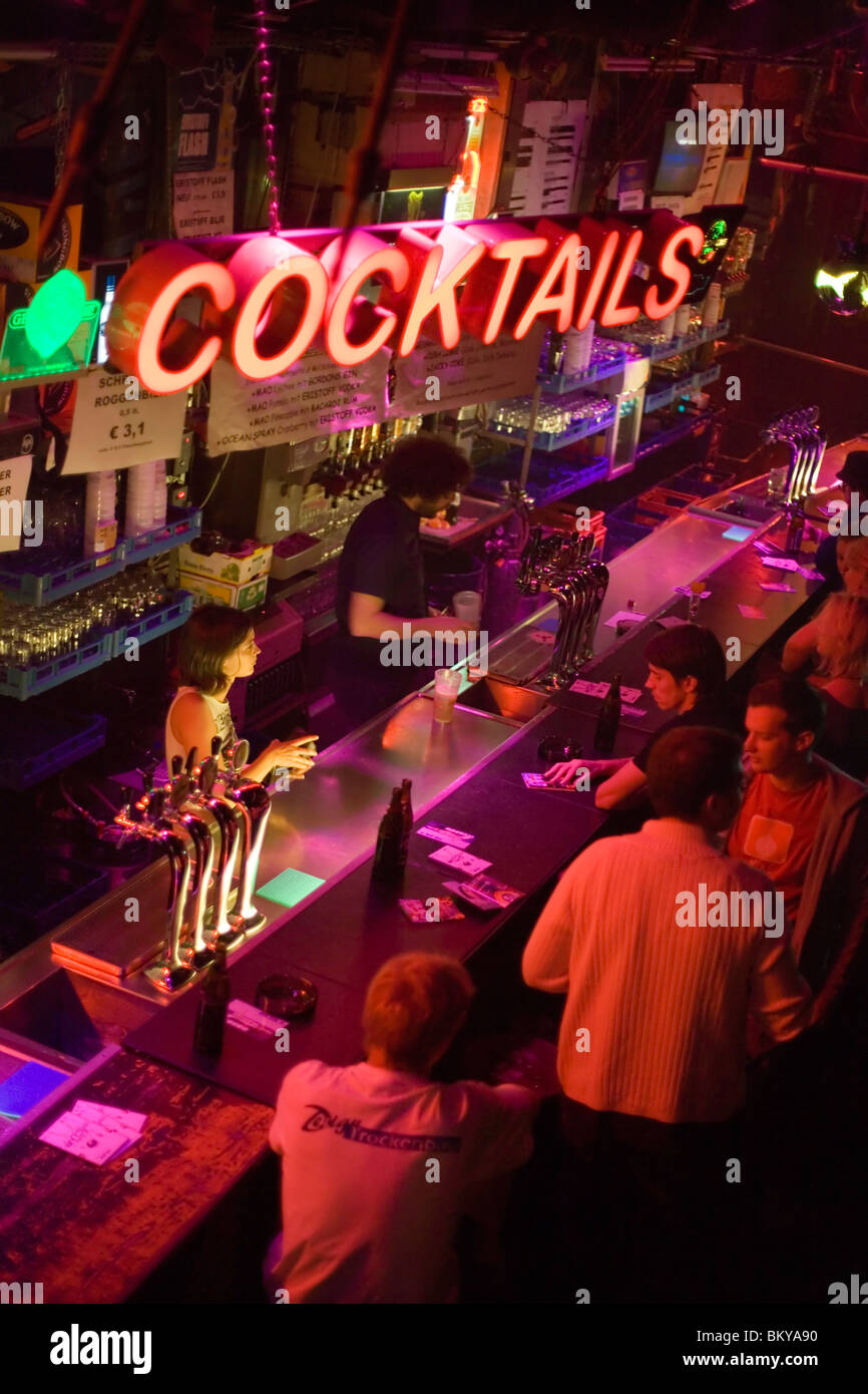Bar at nightclub Flex, Vienna, Austria Stock Photo
