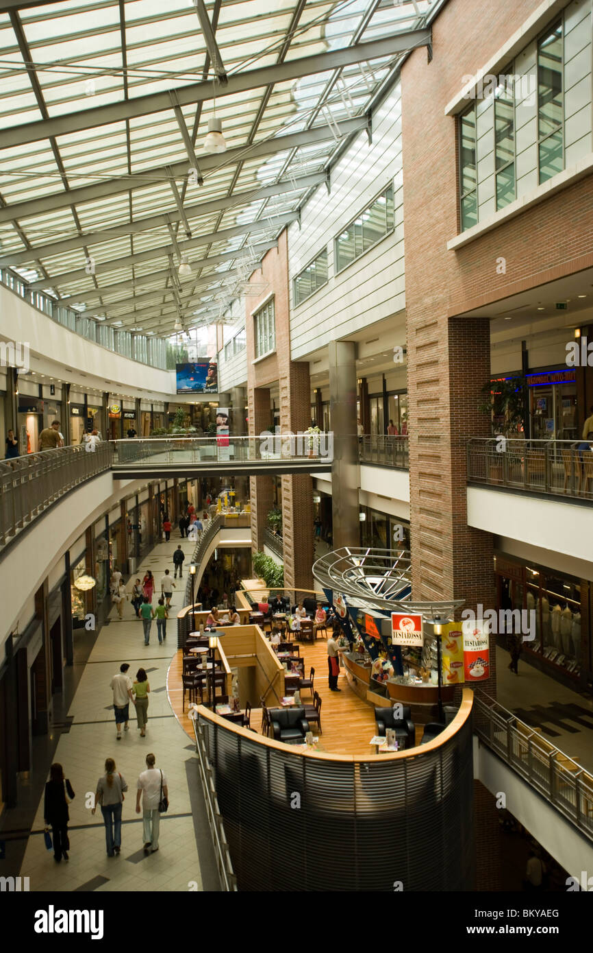 Cafe inside the West End City Center, High angle view to a cafe inside the West End City Center, Pest, Budapest, Hungary Stock Photo