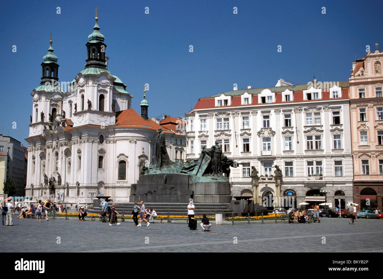 Jan Hus Statue, Staromestskenam, Prague, Czechia Stock Photo